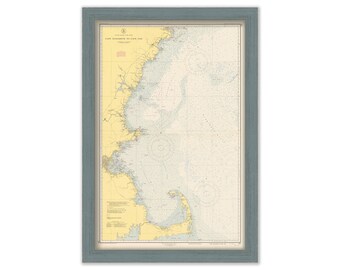 LIGHTHOUSES from Cape Elizabeth to Cape Cod, Maine/New Hampshire/Massachusetts  -  1957 Nautical Chart - LIGHTHOUSES shown in RED