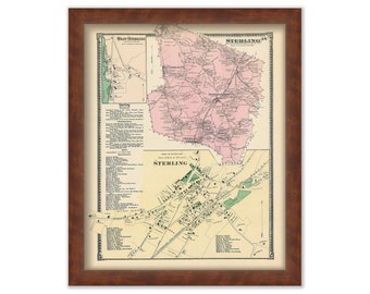 Town of STERLING, Massachusetts 1870 Map