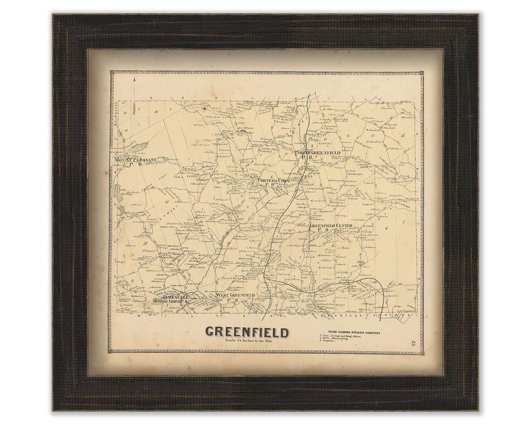 GREENFIELD New York 1866 Map Replica or GENUINE ORIGINAL Etsy
