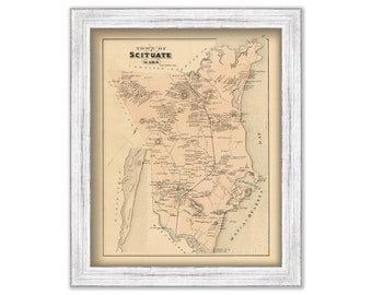 SCITUATE TOWN MAP 1879-Colored Reproduction
