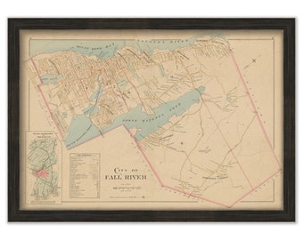 FALL RIVER, Massachusetts 1895 Map - Replica or GENUINE Original
