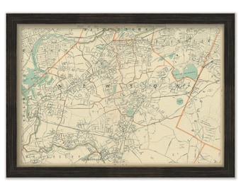 NEWTON, Massachusetts and the surrounding area, 1904 Map/Chart - Replica or GENUINE Original