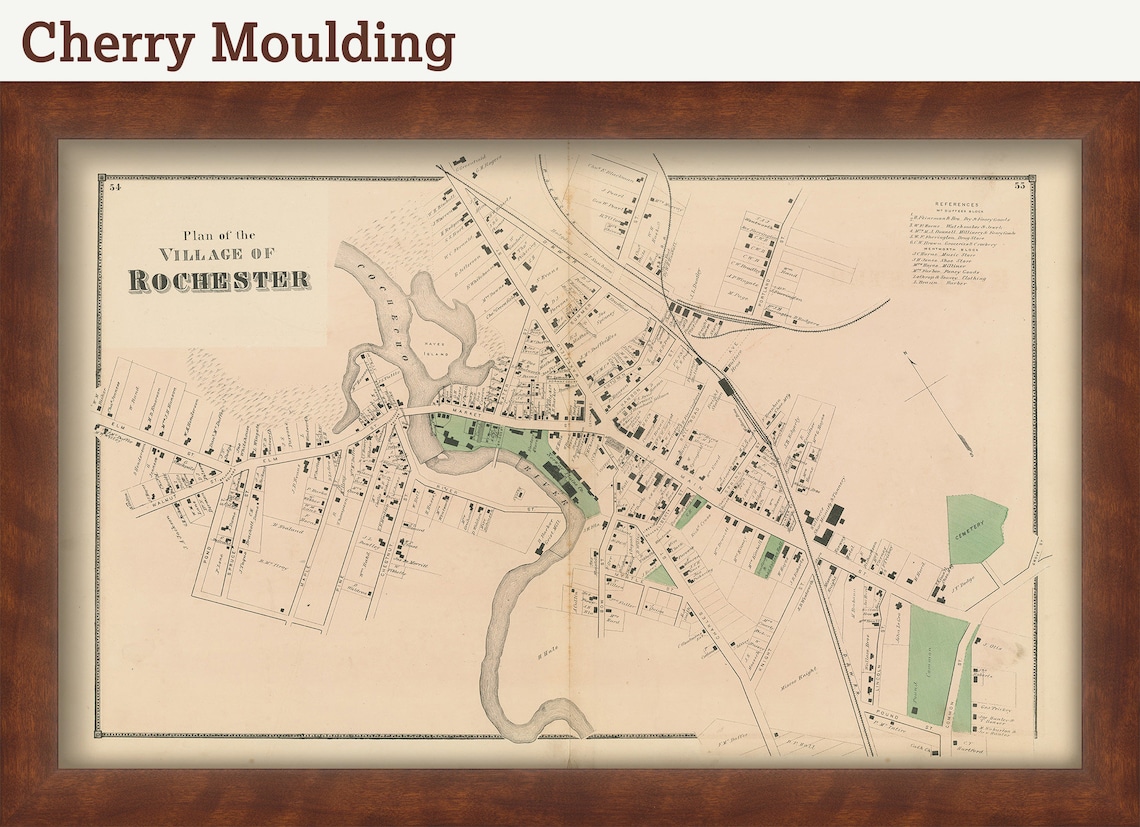 Village of ROCHESTER New Hampshire 1871 Map Replica or Etsy