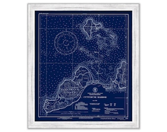 CUTTYHUNK ISLAND HARBOR, Massachusetts  - Nautical Chart Blueprint published in 1939