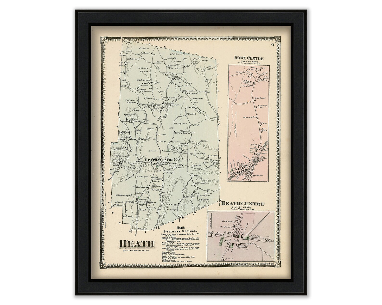Town of HEATH Massachusetts 1871 Map Etsy.de