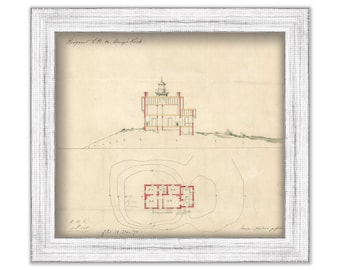 AVERY ROCK LIGHTHOUSE, Maine  - Drawing and Plan of the Lighthouse as it was in 1874.