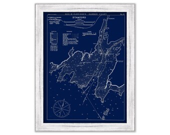 Stamford, Connecticut - Blue Print - Nautical Chart by George W. Eldridge 1901