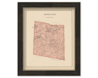 HOPKINTON, New Hampshire 1892 Map,