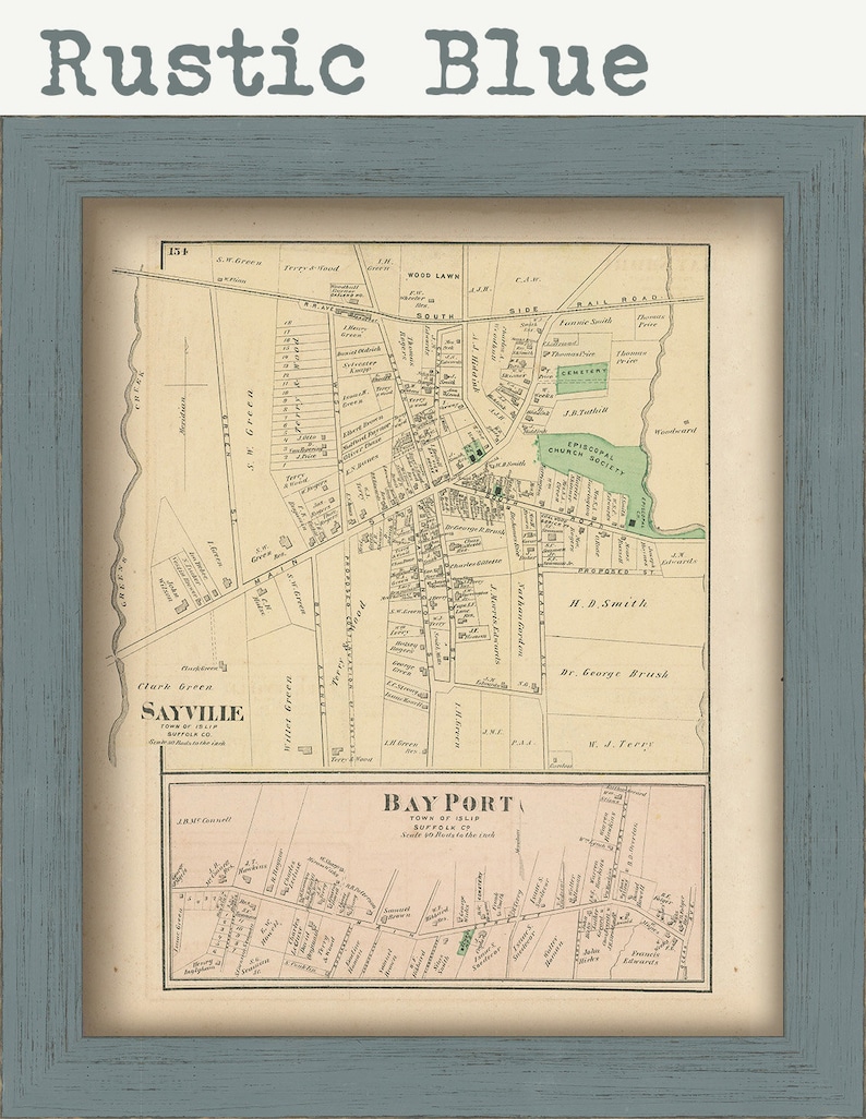 Sayville and Bay Point Villages Islip New York 1873 Map Etsy