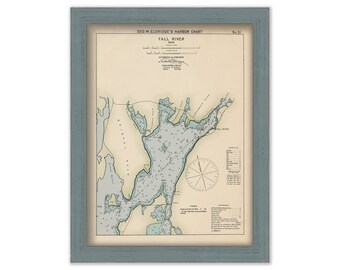 Fall River, Massachusetts - Nautical Chart by George W. Eldridge Colored Version