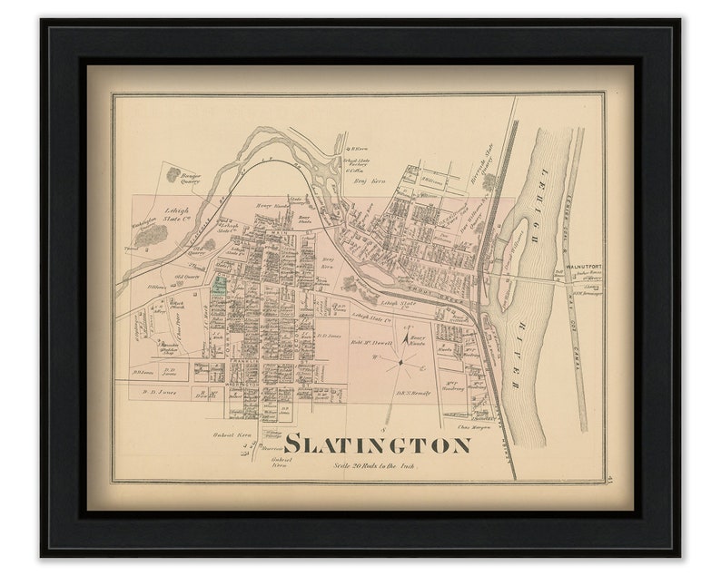 SLATINGTON Pennsylvania 1876 Map Replica or Genuine Etsy
