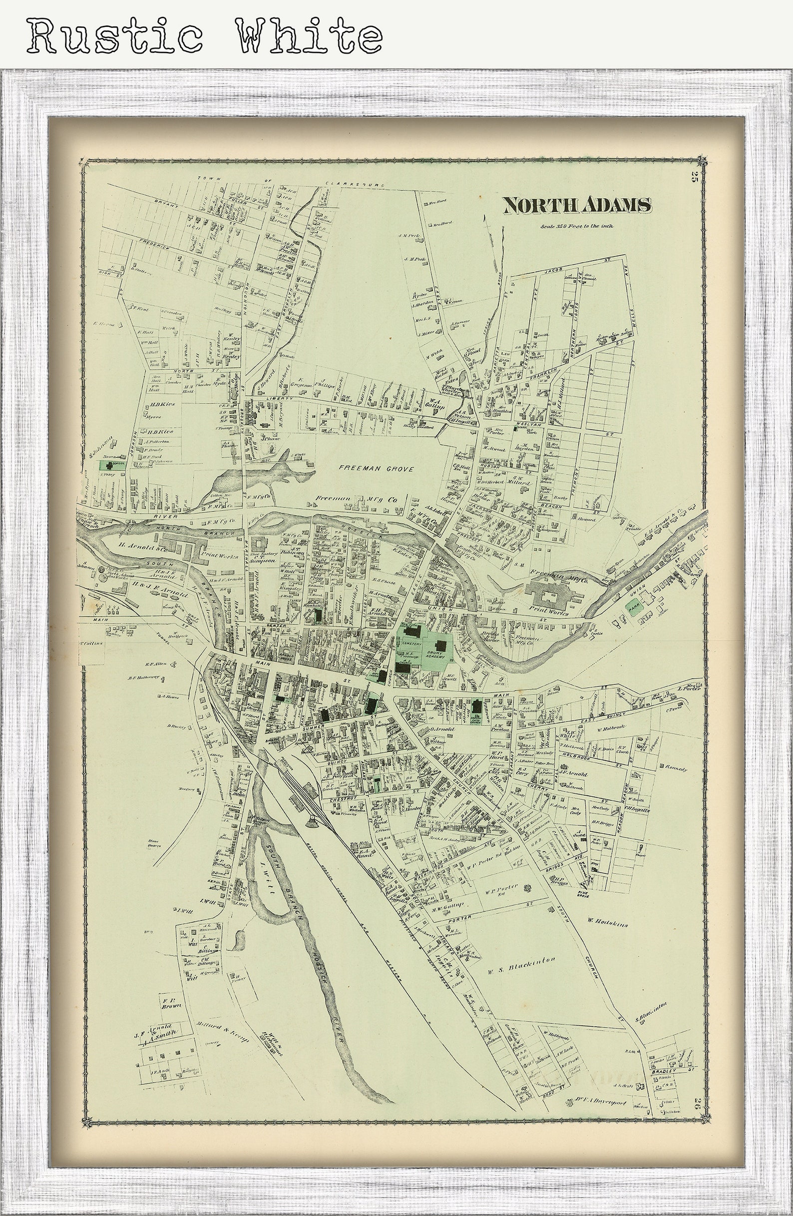 Village of NORTH ADAMS Massachusetts 1871 Map Replica or Etsy