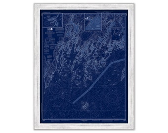 MUSCONGUS BAY and MONHEGAN Island, Maine 2014 Nautical Chart Blueprint