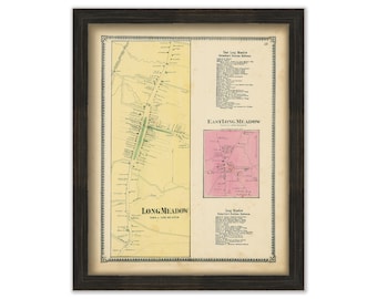 Village of LONG MEADOW, Massachusetts 1870 Map