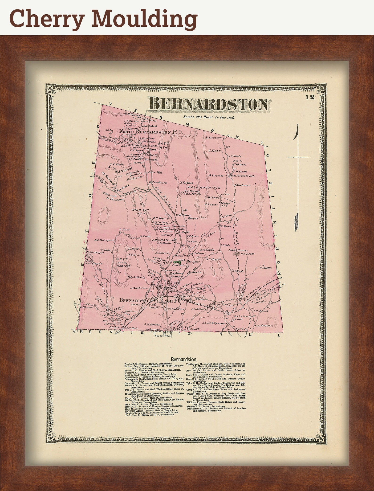 Town of BERNARDSTON Massachusetts 1871 Map Etsy