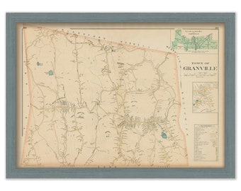 GRANVILLE, Massachusetts 1894 Map  -  Replica or Genuine ORIGINAL