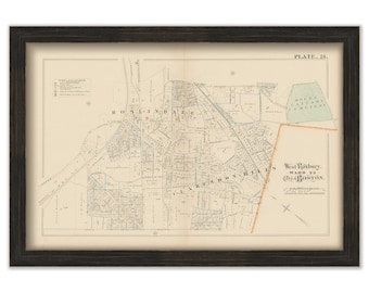 ROSLINDALE and WEST ROXBURY, Boston, Massachusetts 1882 Map - Replica or Genuine Original
