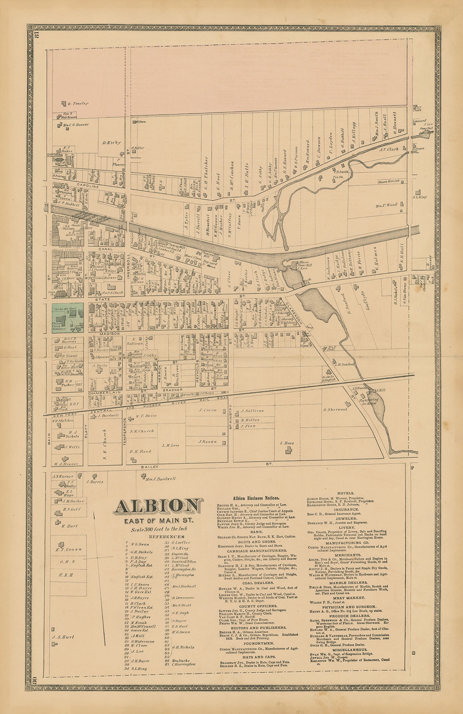 ALBION New York 1875 Map Replica or Genuine Original Etsy