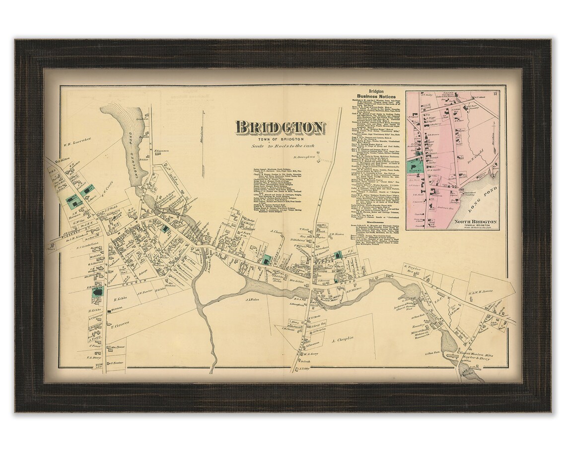 BRIDGTON Maine 1871 Map Replica or Genuine ORIGINAL Etsy
