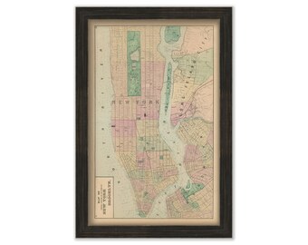 New York City and Brooklyn, New York 1873 Map, Replica and GENUINE ORIGINAL