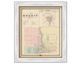 BELOIT, Wisconsin 1878 Map, Replica or Genuine Original