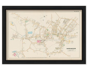 Village of NORWOOD, Massachusetts 1888 Map