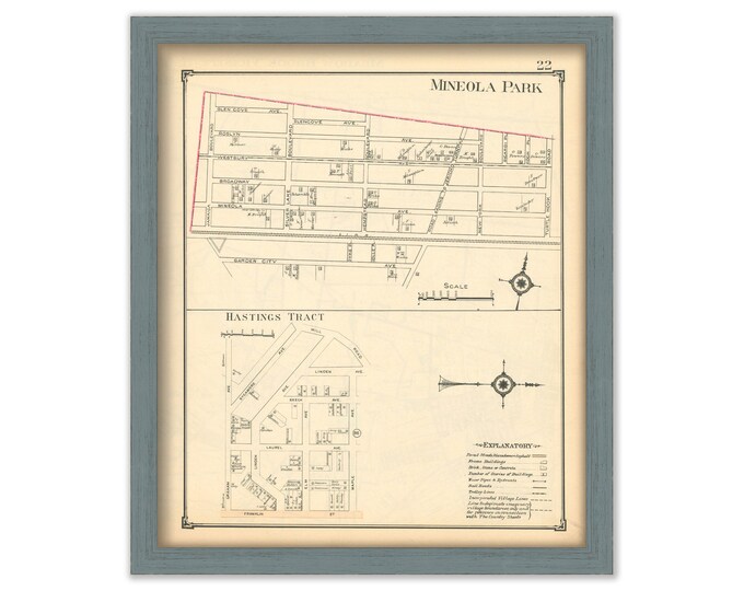 Mineola Park and Hastings Tract, Nassau County Long Island, Antique Map Reproduction - Plate 22