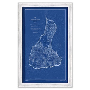 BLOCK ISLAND, Rhode Island - 1887 Nautical Chart Blueprint