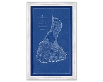 BLOCK ISLAND, Rhode Island - 1887 Nautical Chart Blueprint