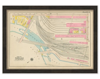 BOSTON, Massachusetts 1917 Map, Plate 13, South Station  -  Replica or Genuine ORIGINAL