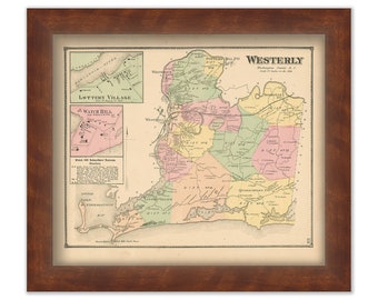 WESTERLY, Rhode Island 1870 Map