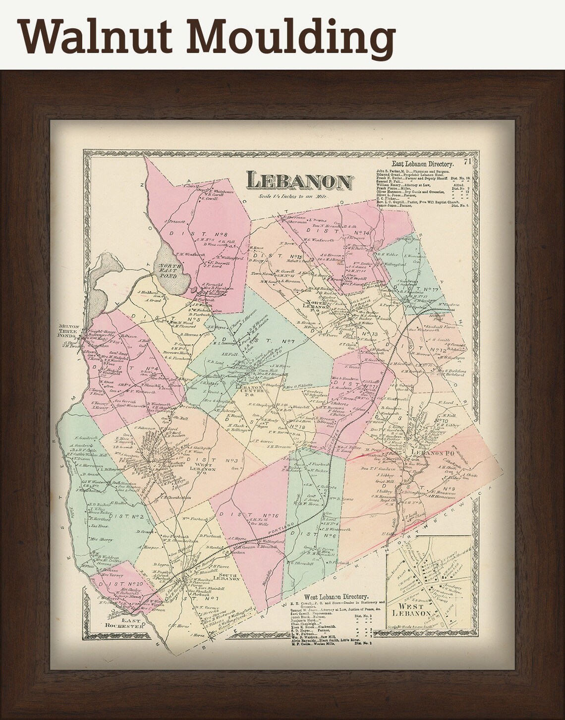Town of LEBANON Maine 1872 Map Etsy