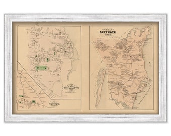 SCITUATE TOWN & HARBOR, Massachusetts 1879 Map - Replica or Genuine Original