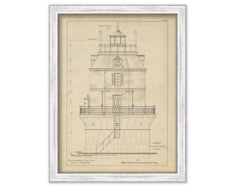 BALTIMORE HARBOR LIGHTHOUSE, Baltimore, Maryland  - Drawing and Plan of the Lighthouse as it was in 1906.