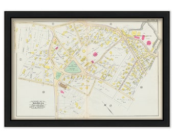 DORCHESTER, Massachusetts 1889 map, Plate 9 -  Dorchester Square, Glovers Corner - Replica or GENUINE ORIGINAL