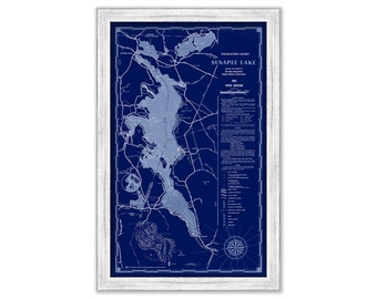 LAKE SUNAPEE, New Hampshire 1961 Nautical Chart Blueprint