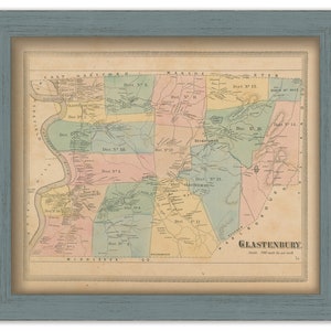 GLASTONBURY, Hartford County, Connecticut, 1869 Map, Replica or GENUINE ORIGINAL