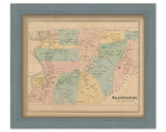 GLASTONBURY, Hartford County, Connecticut, 1869 Map, Replica or GENUINE ORIGINAL