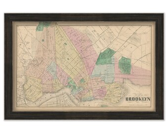 Brooklyn, New York 1873 Map, Replica and GENUINE ORIGINAL