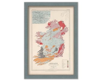 IRELAND GEOLOGICAL MAP  -  Published in 1881