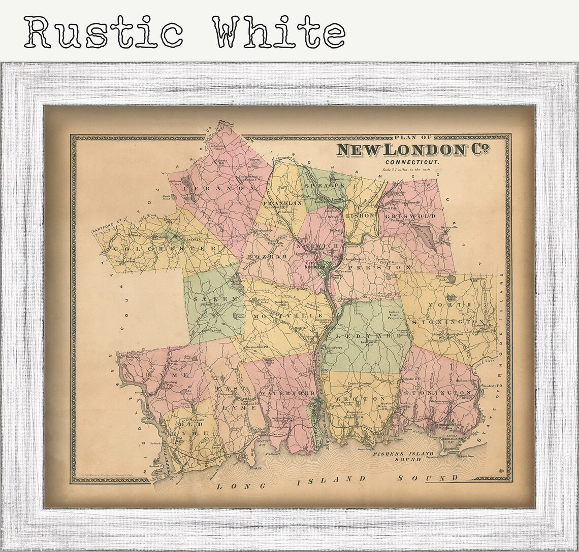 NEW LONDON COUNTY Connecticut 1868 Map Etsy