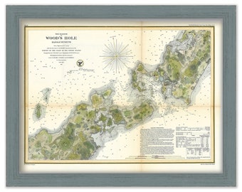 Woods Hole, Falmouth, Massachusetts 1857 Nautical Chart