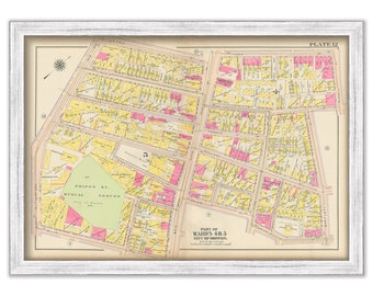 CHARLESTOWN, Massachusetts 1912 map, Plate 12 - RUTHERFORD Ave and MAIN Street - Replica or Genuine Original