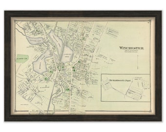 Village of WINCHESTER, Massachusetts 1875 Map - Replica or Genuine ORIGINAL