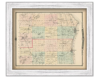 RACINE and KENOSHA COUNTIES, Wisconsin 1878 Map, Replica or Genuine Original