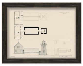GRINDLE POINT LIGHTHOUSE, Camden, Maine - Drawing and Plan of the Lighthouse as it was in 1876.