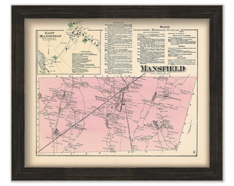 MANSFIELD, Massachusetts 1871 Map - Replica or Genuine ORIGINAL