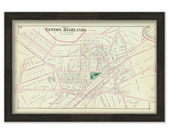 City of NEWTON, HIGHLANDS, Massachusetts 1874 Map