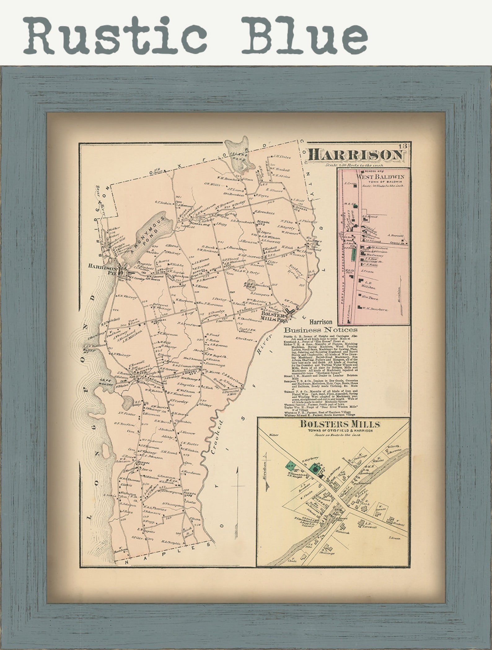 HARRISON Maine 1871 Map Replica or Genuine ORIGINAL Etsy