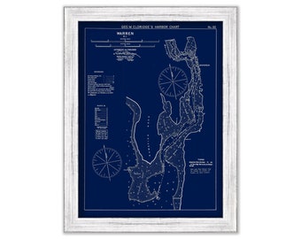 Warren, Rhode Island - Blue Print - Nautical Chart by George W. Eldridge 1901